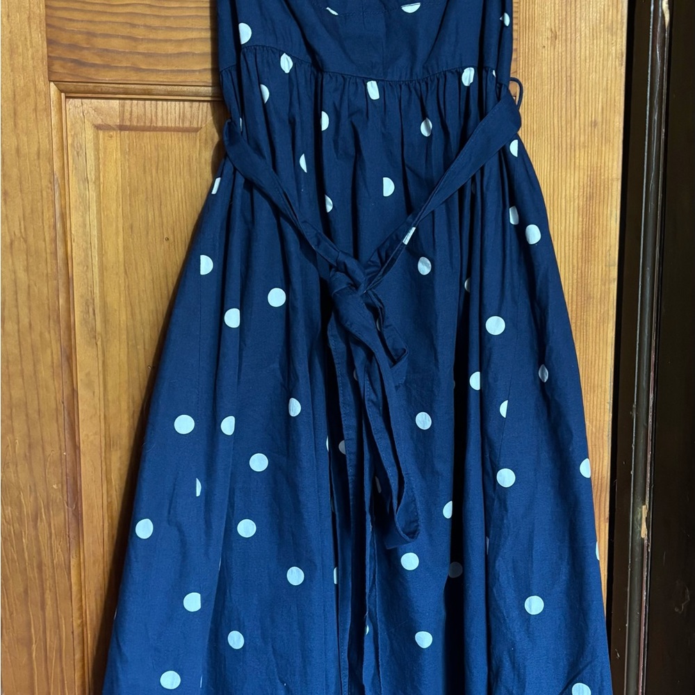 J. Crew Midnight Blue Polka Dot High Low Dress N/W/T